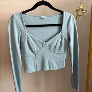 Garage Sky Blue Long Sleeve Crop Top Large